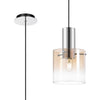 Belstone Single Drop Pendant in Polished Nickel & Black with Amber Fade Glass