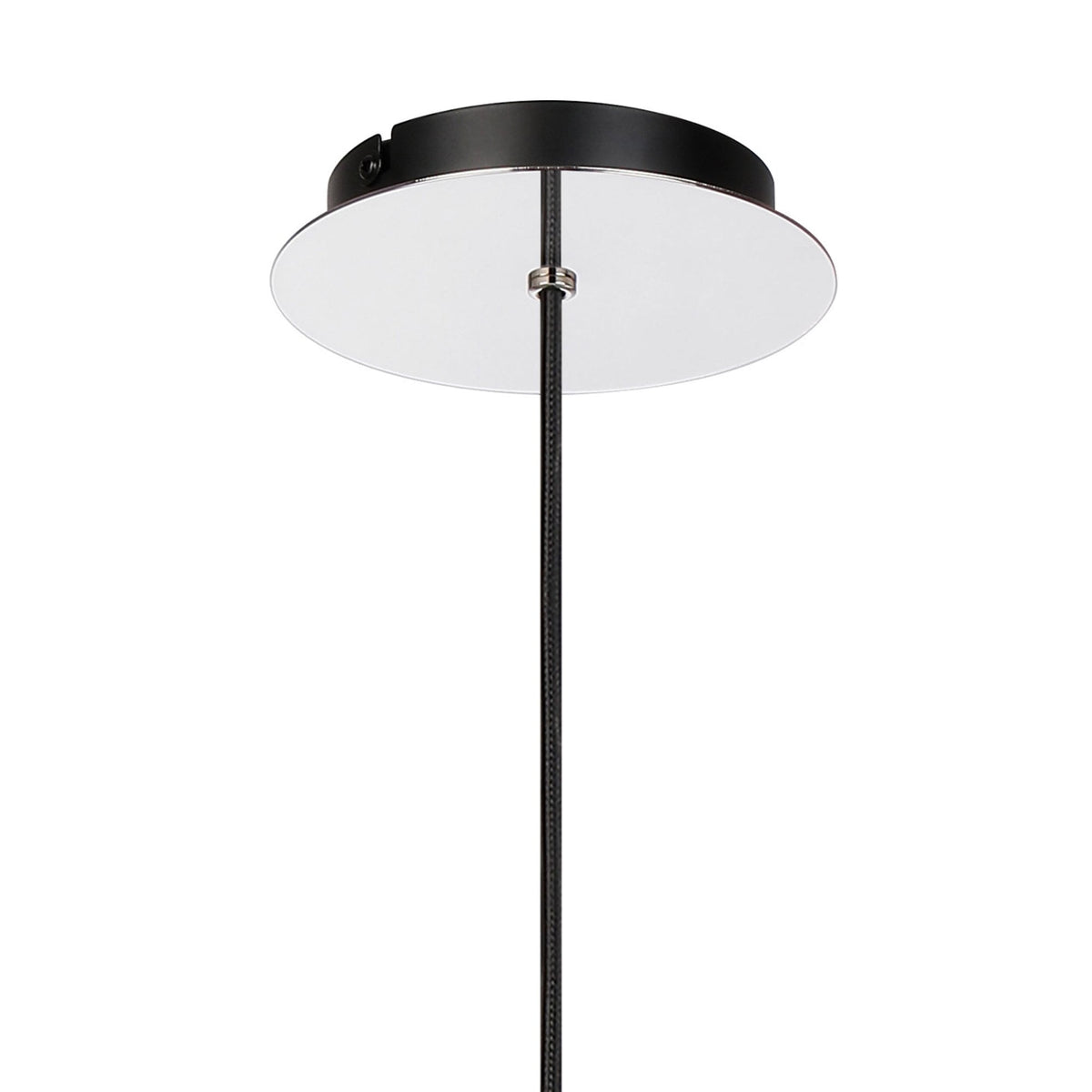 Belstone Single Drop Pendant in Polished Nickel & Black with Amber Fade Glass