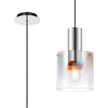 Belstone Single Drop Pendant in Polished Nickel & Black with Iridescent Fade Glass