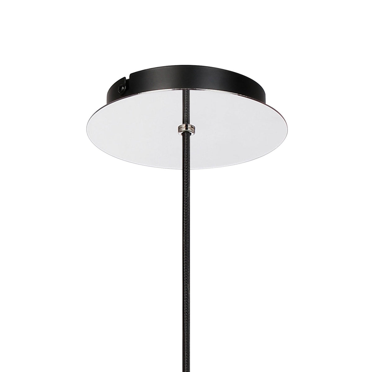 Belstone Single Drop Pendant in Polished Nickel & Black with Iridescent Fade Glass