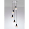 Belstone 5 Drop Round Pendant in Black & Chrome with Amber Fade Glass