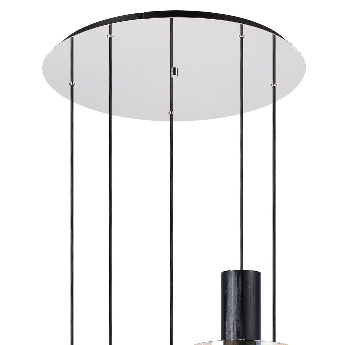 Belstone 5 Drop Round Pendant in Black & Chrome with Amber Fade Glass