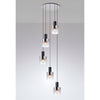 Belstone 5 Drop Round Pendant in Black & Chrome with Iridescent Fade Glass