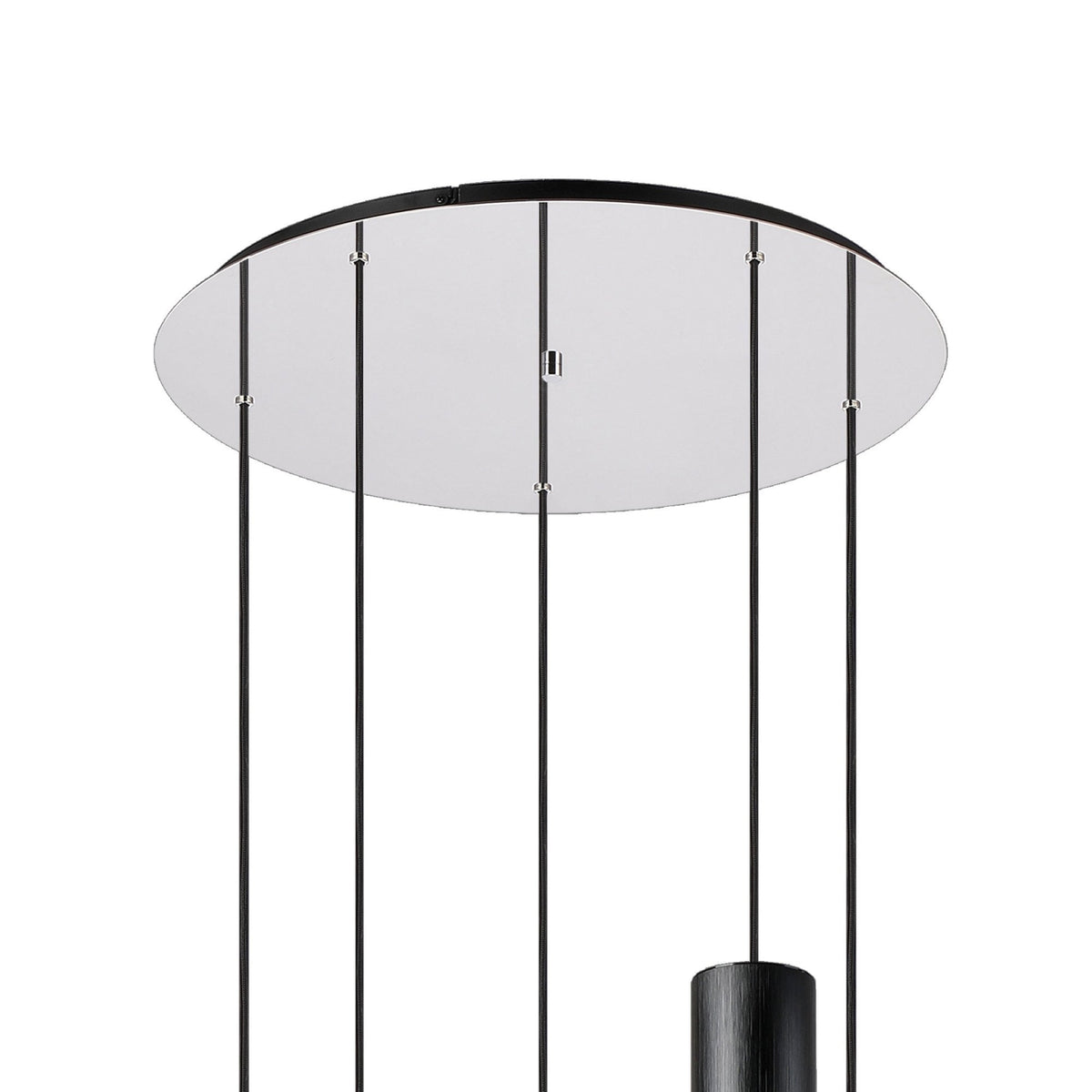 Belstone 5 Drop Round Pendant in Black & Chrome with Smoke Fade Glass