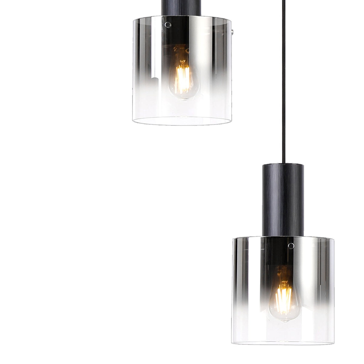 Belstone 5 Drop Round Pendant in Black & Chrome with Smoke Fade Glass