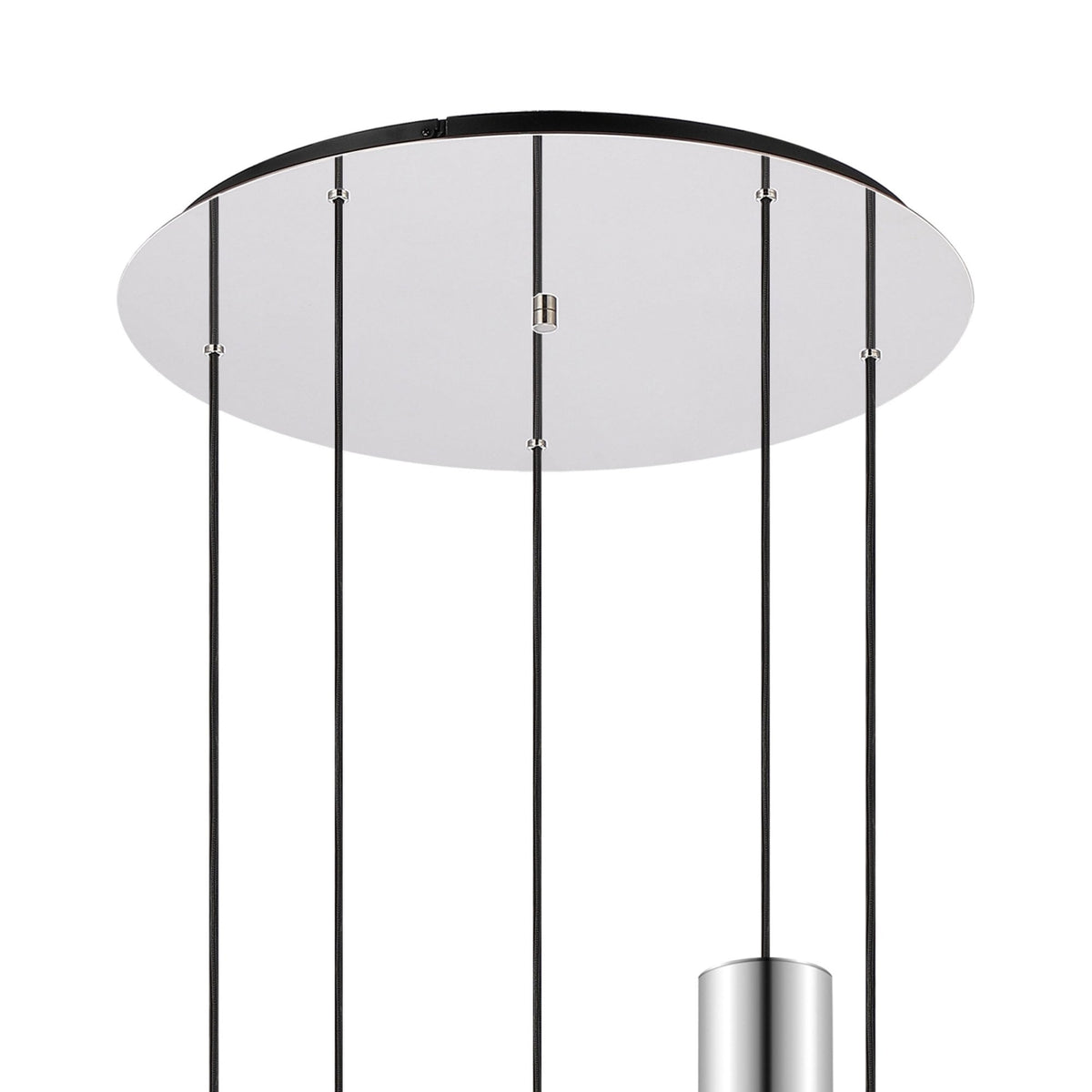 Belstone 5 Drop Round Pendant in Polished Nickel & Black with Amber Fade Glass