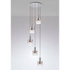 Belstone 5 Drop Round Pendant in Polished Nickel & Black with Iridescent Fade Glass