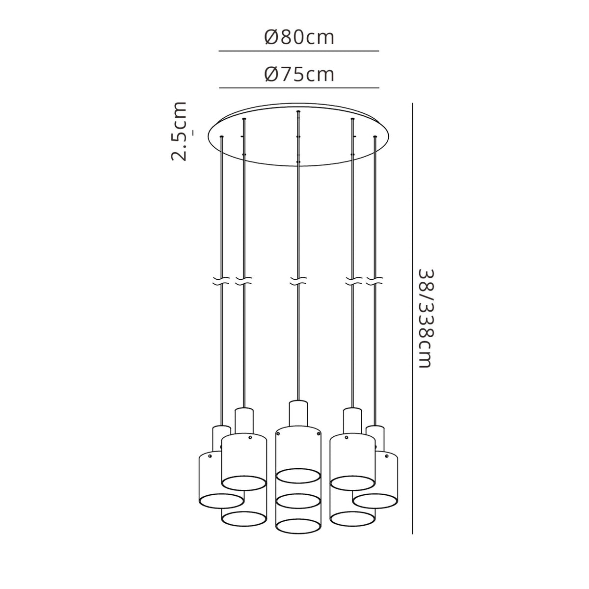 Belstone 9 Drop Round Pendant in Black & Chrome with Amber Fade Glass