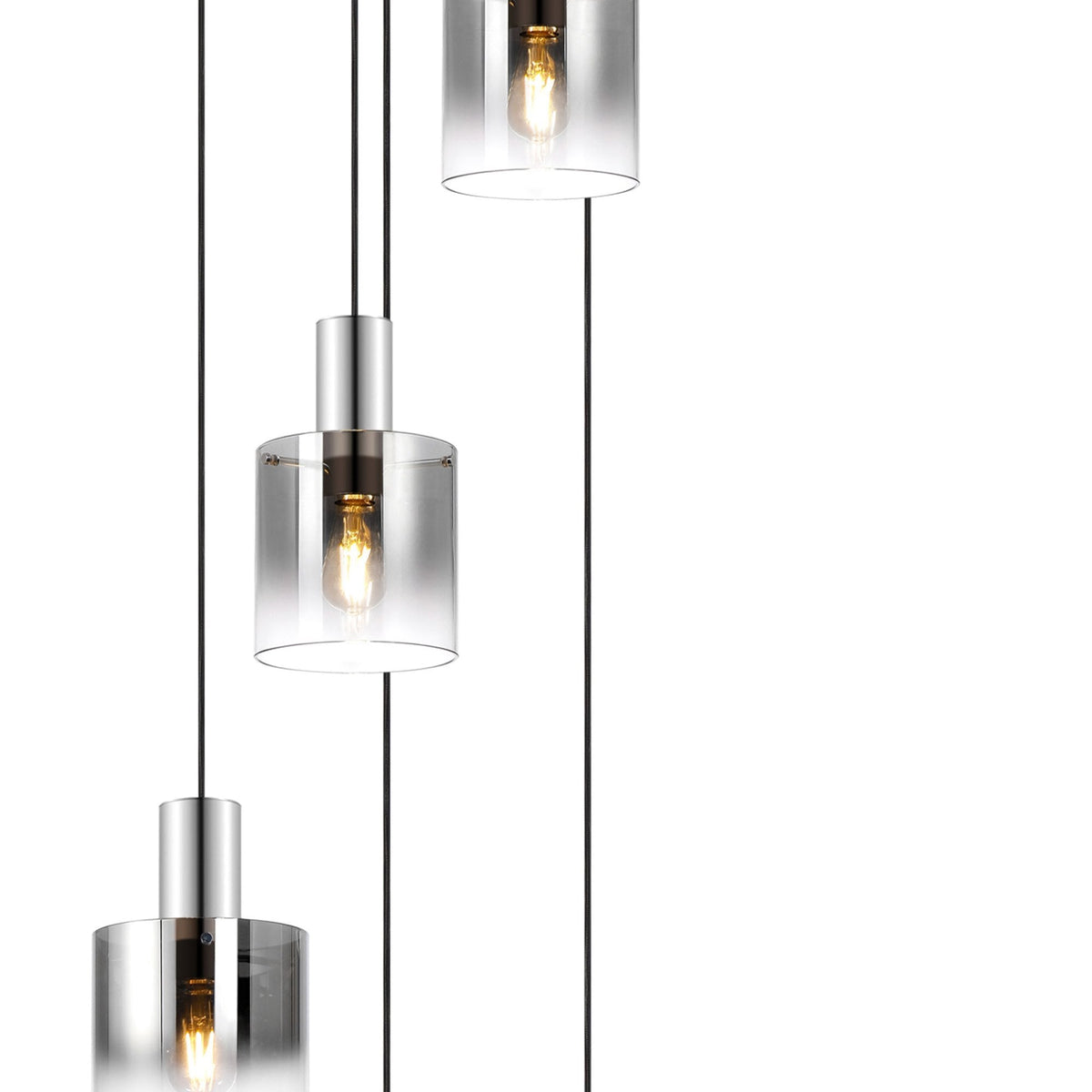 Belstone 9 Drop Round Pendant in Polished Nickel & Black with Smoke Fade Glass
