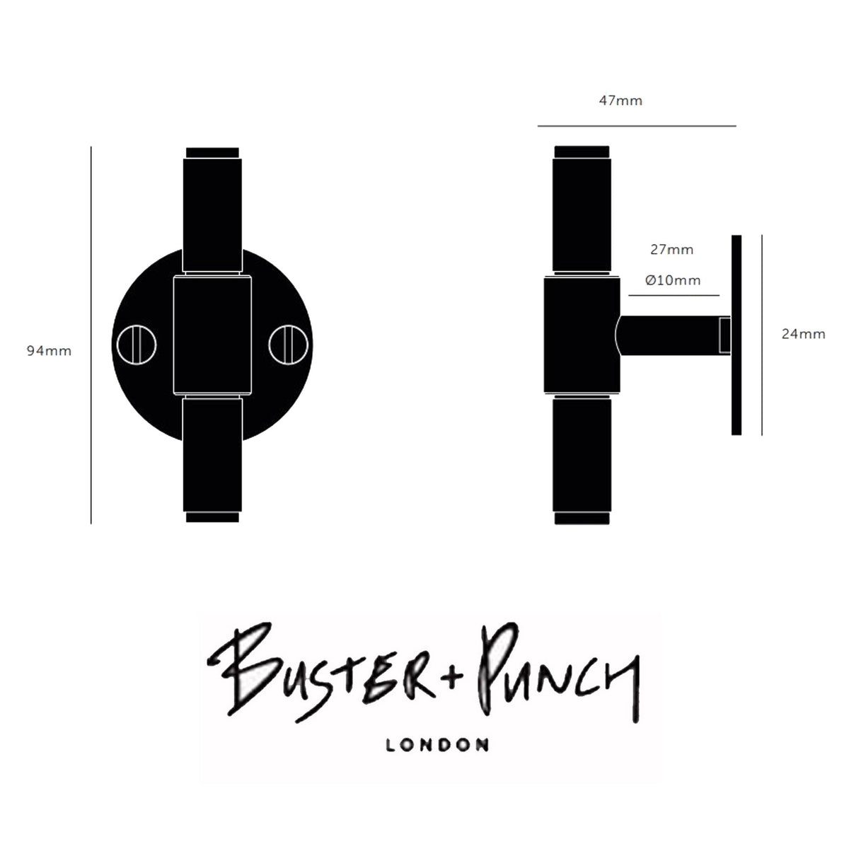 Knurled T-Bar Cabinet Handle With Back Plate In Solid Brass