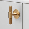 Knurled T-Bar Cabinet Handle With Back Plate In Solid Brass