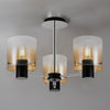 Belstone 3 Light Semi Flush Ceiling Light in Black & Chrome with Amber Fade Glass