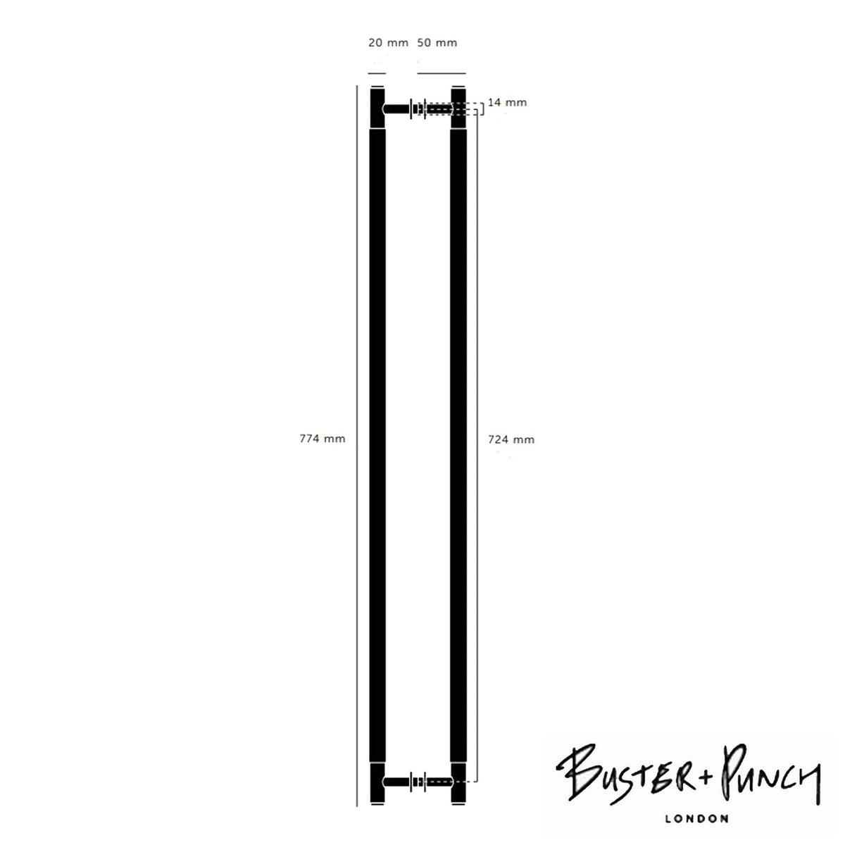 Double Sided Knurled Closet Bar Handle In Solid Brass