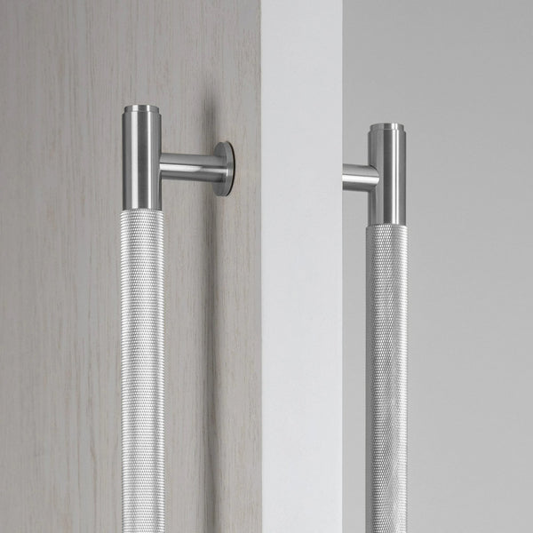 Double Sided Knurled Closet Bar Handle In Solid Steel