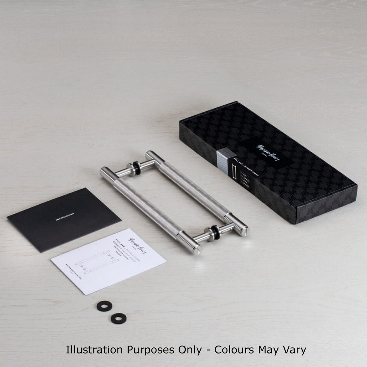 Double Sided Knurled Pull Bar Door Handle In Black