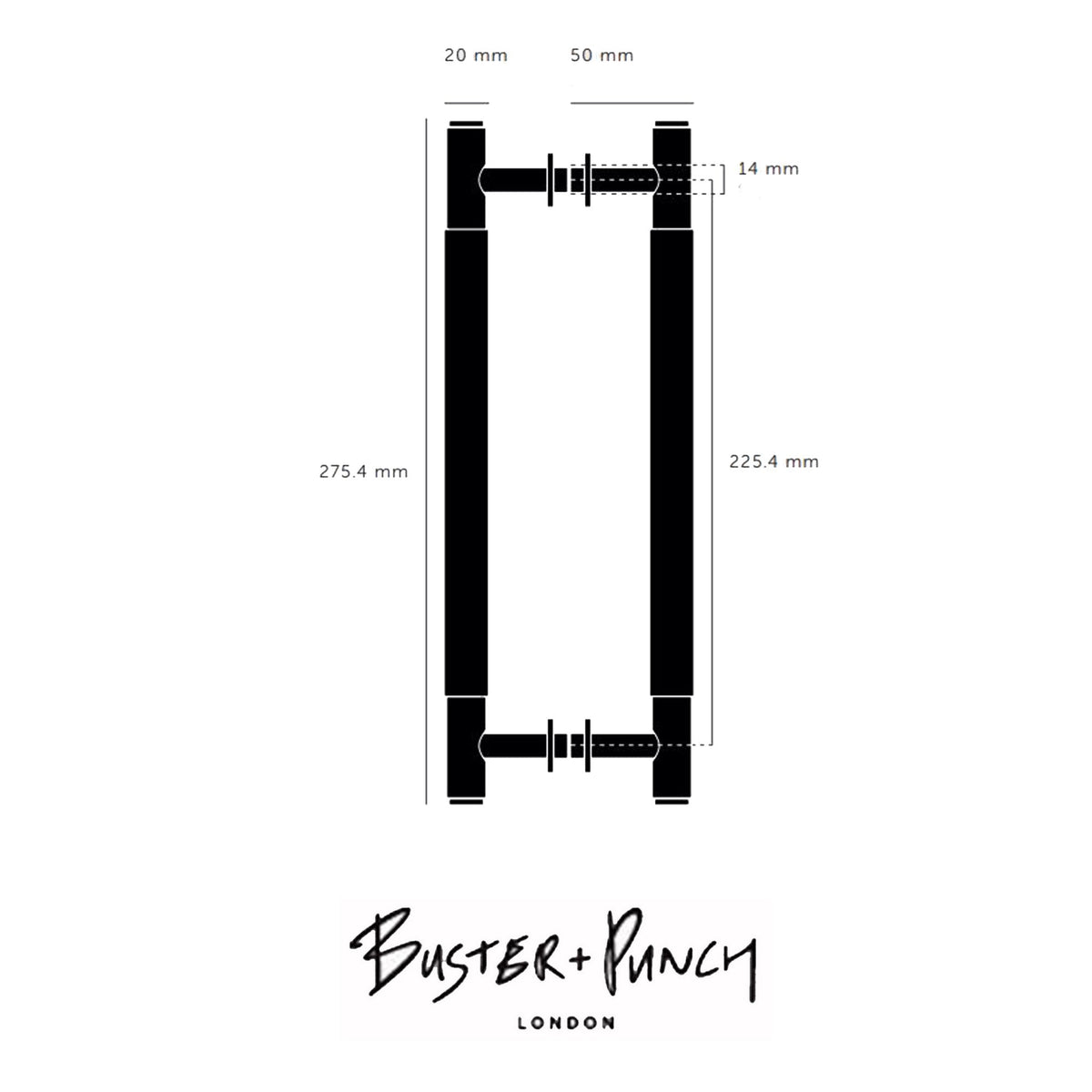 Double Sided Knurled Pull Bar Door Handle In Solid Steel