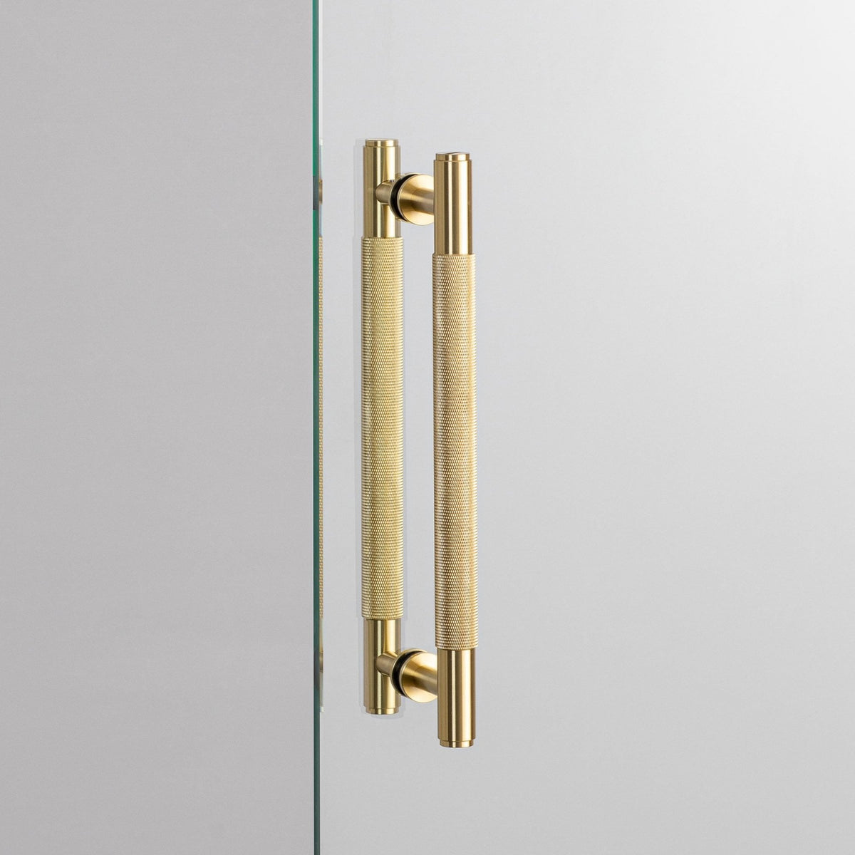 Double Sided Knurled Pull Bar Door Handle In Solid Brass