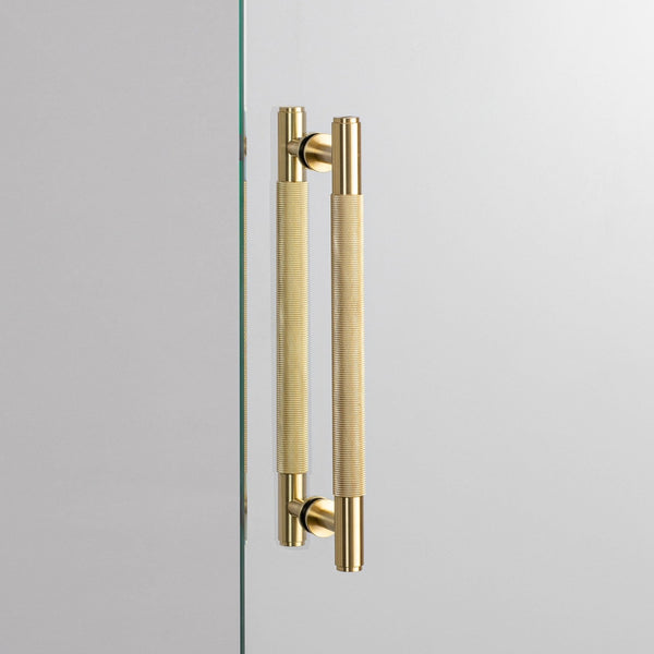 Double Sided Knurled Pull Bar Door Handle In Solid Brass