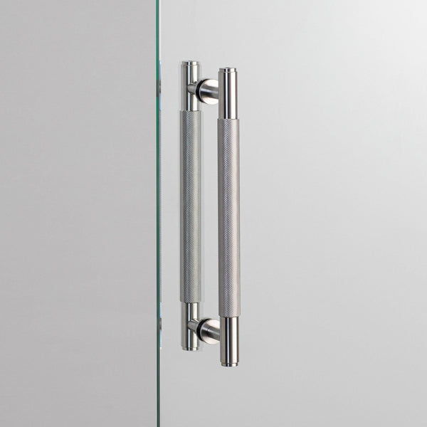 Double Sided Knurled Pull Bar Door Handle In Solid Steel
