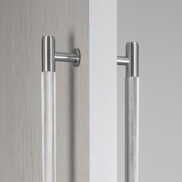 Double Sided Knurled Pull Bar Door Handle In Solid Steel