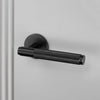 Cross Cut Knurled Door Handle Set In Black
