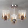 Belstone 3 Light Semi Flush Ceiling Light in Mocha with Amber Fade Glass