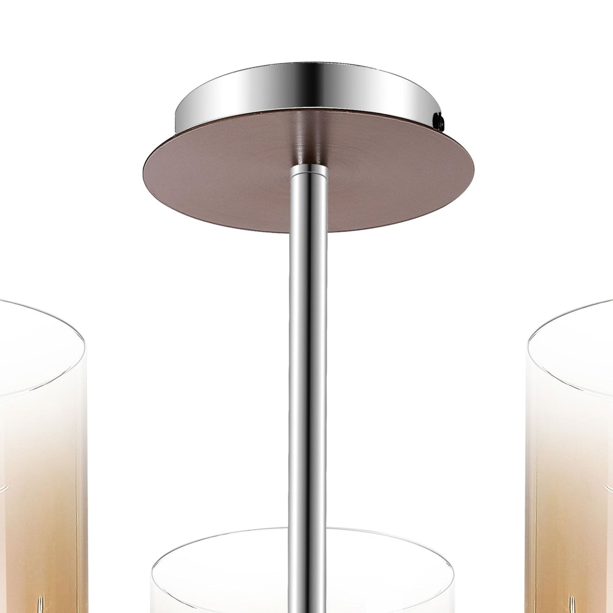 Belstone 3 Light Semi Flush Ceiling Light in Mocha with Amber Fade Glass