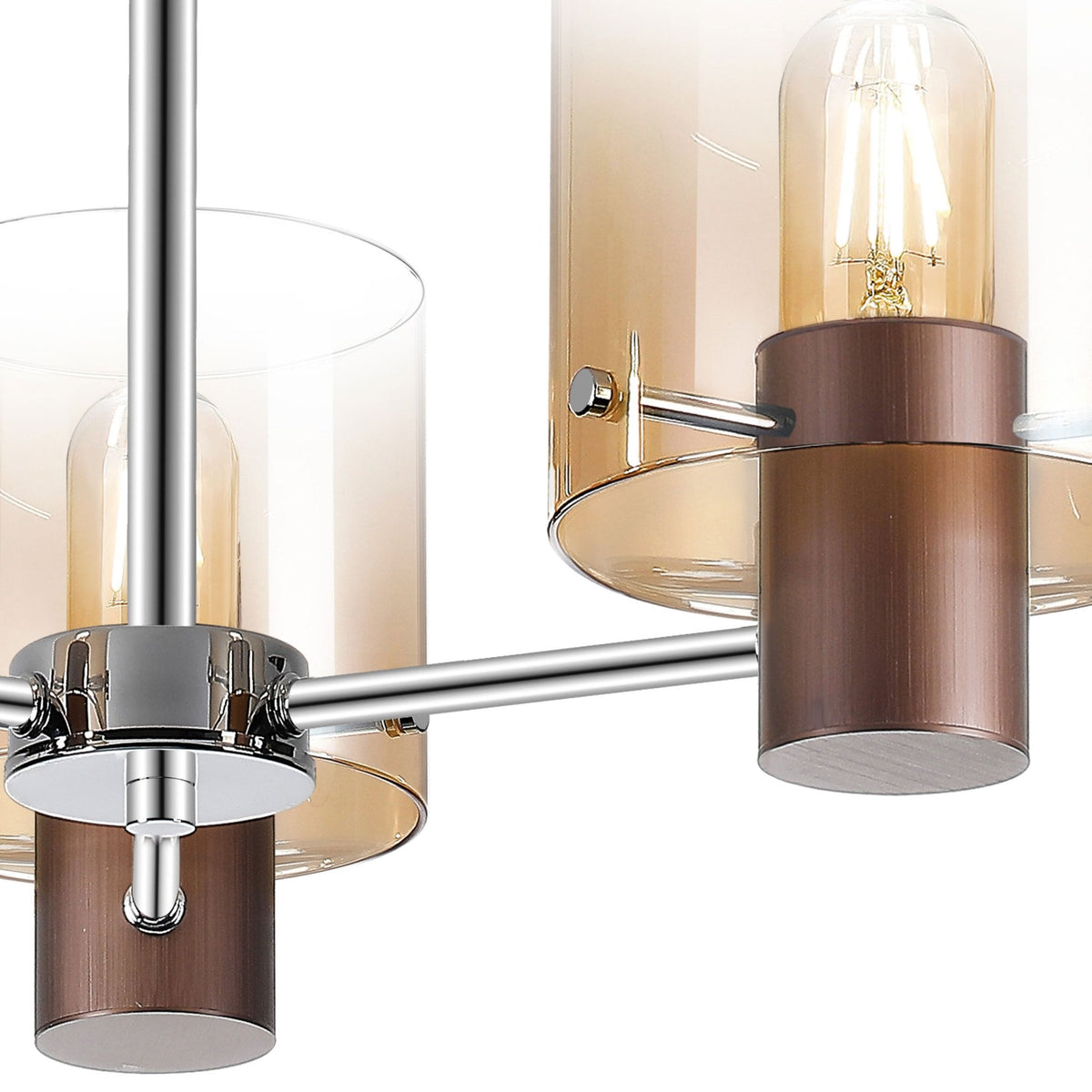 Belstone 3 Light Semi Flush Ceiling Light in Mocha with Amber Fade Glass