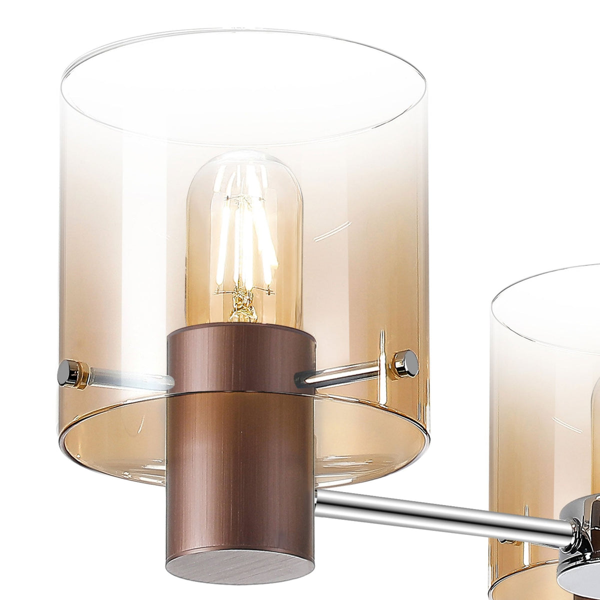 Belstone 3 Light Semi Flush Ceiling Light in Mocha with Amber Fade Glass
