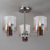 Belstone 3 Light Semi Flush Ceiling Light in Mocha with Iridescent Fade Glass