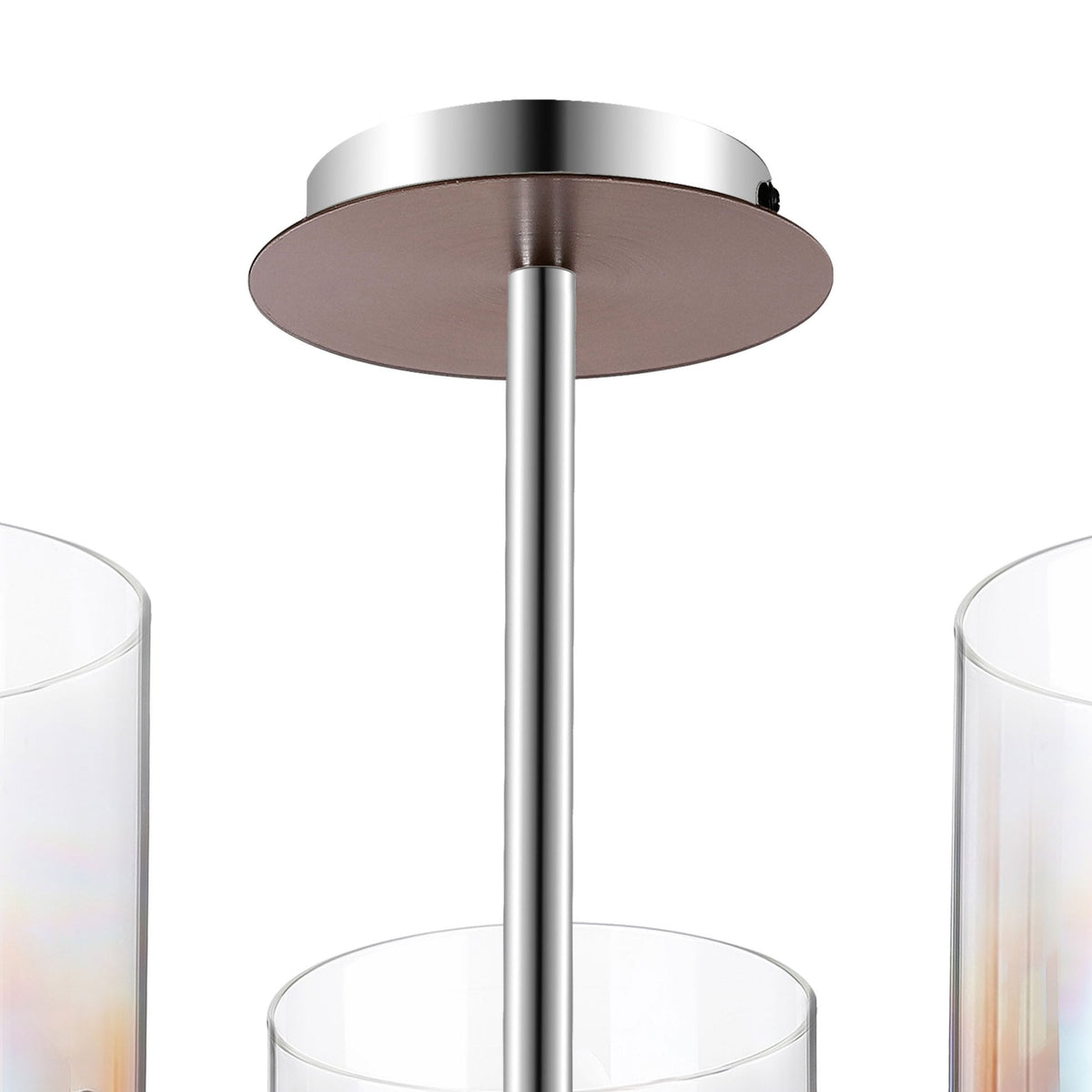 Belstone 3 Light Semi Flush Ceiling Light in Mocha with Iridescent Fade Glass