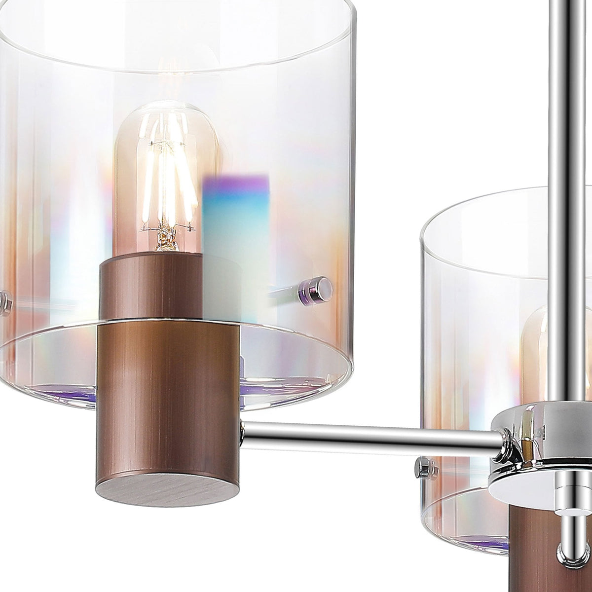 Belstone 3 Light Semi Flush Ceiling Light in Mocha with Iridescent Fade Glass