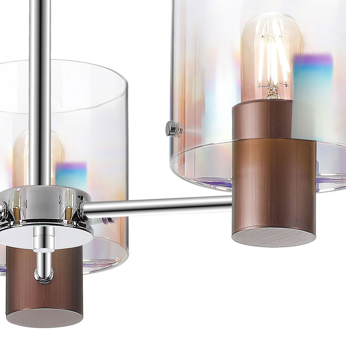 Belstone 3 Light Semi Flush Ceiling Light in Mocha with Iridescent Fade Glass