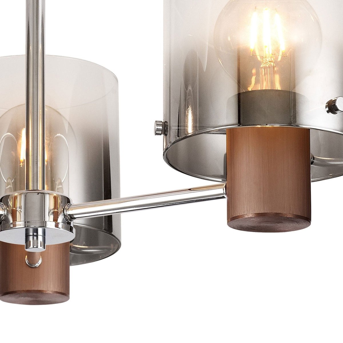 Belstone 3 Light Semi Flush Ceiling Light in Mocha with Smoke Fade Glass