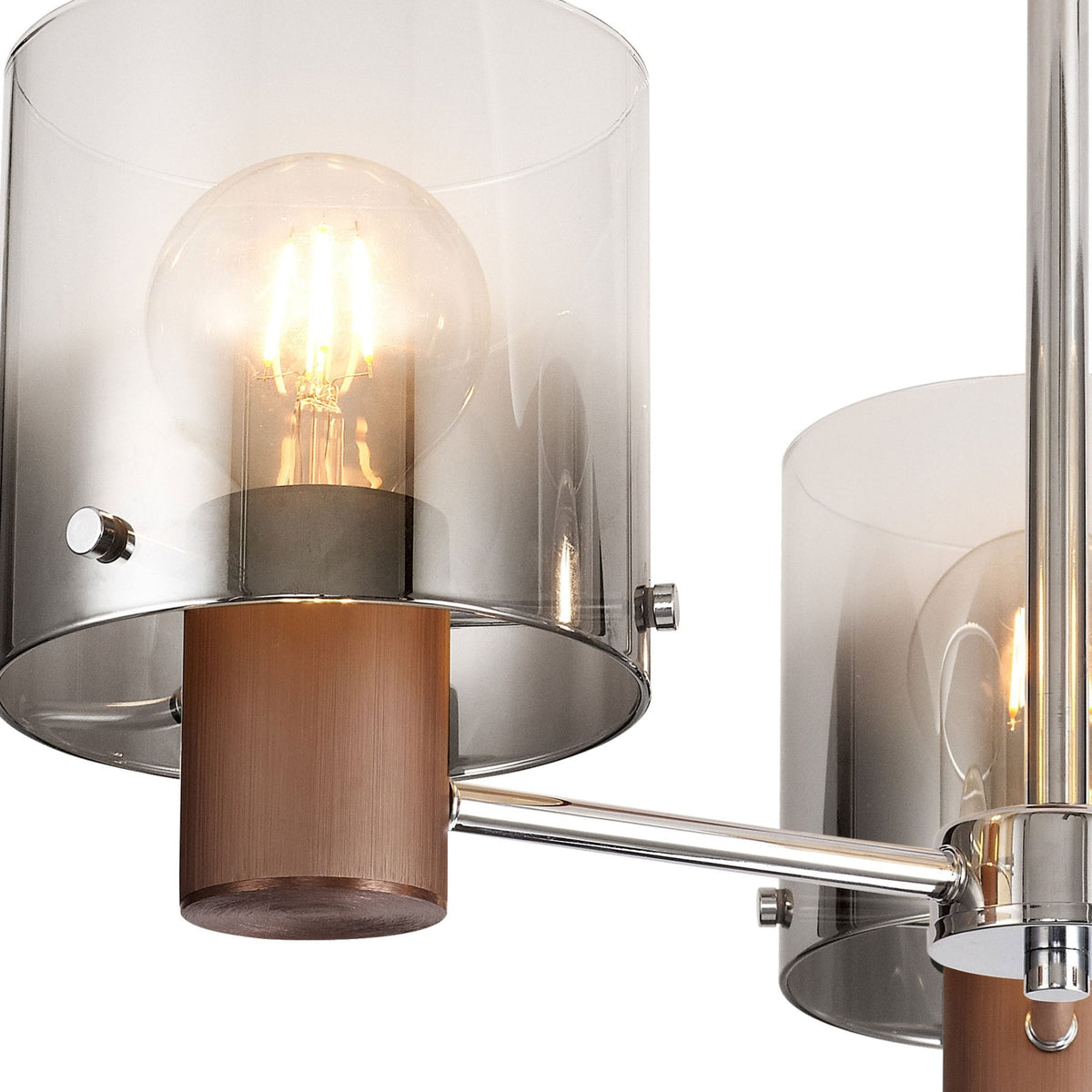 Belstone 3 Light Semi Flush Ceiling Light in Mocha with Smoke Fade Glass