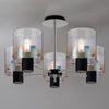 Belstone 5 Light Semi Flush Ceiling Light in Black & Chrome with Iridescent Fade Glass