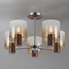 Belstone 5 Light Semi Flush Ceiling Light in Mocha with Amber Fade Glass