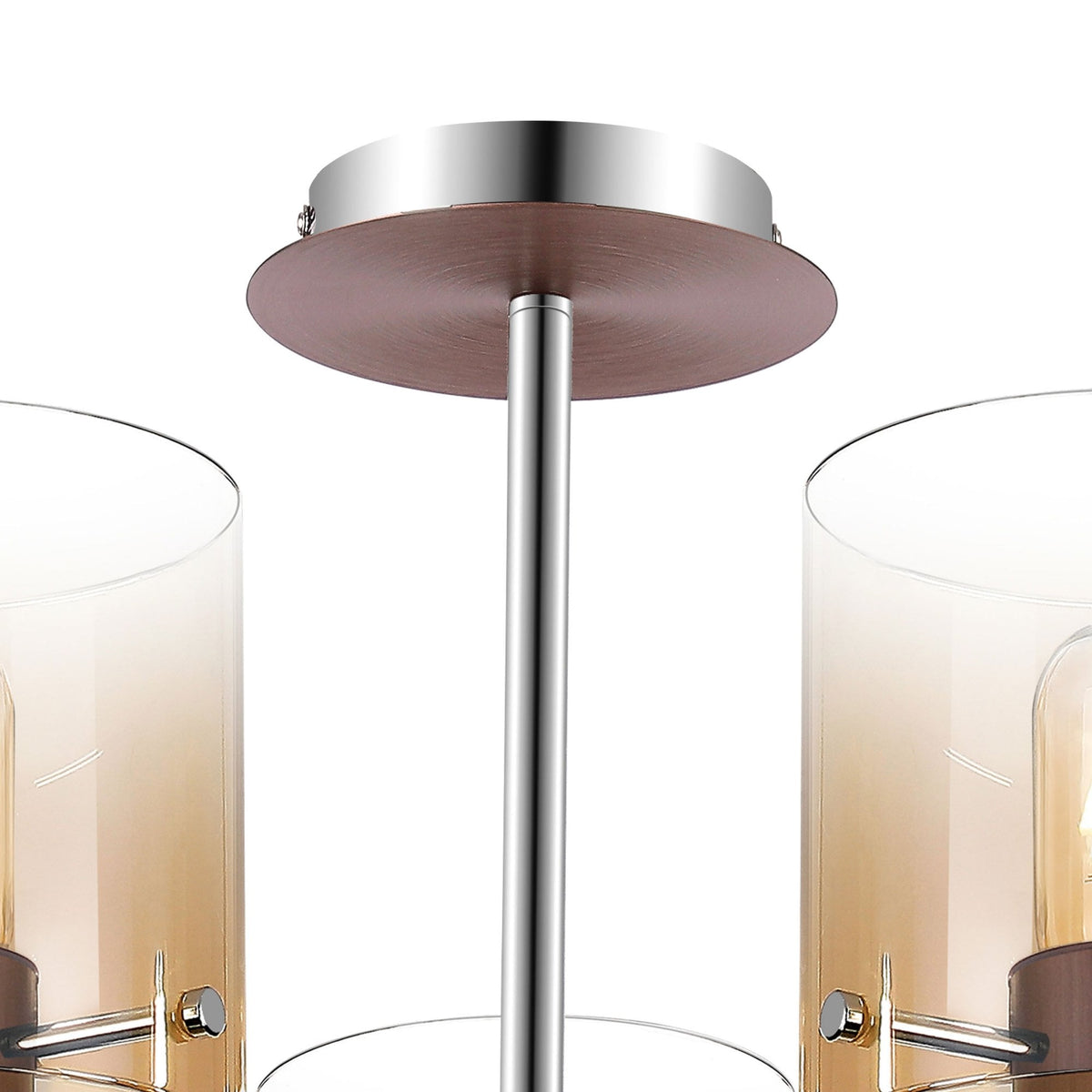 Belstone 5 Light Semi Flush Ceiling Light in Mocha with Amber Fade Glass