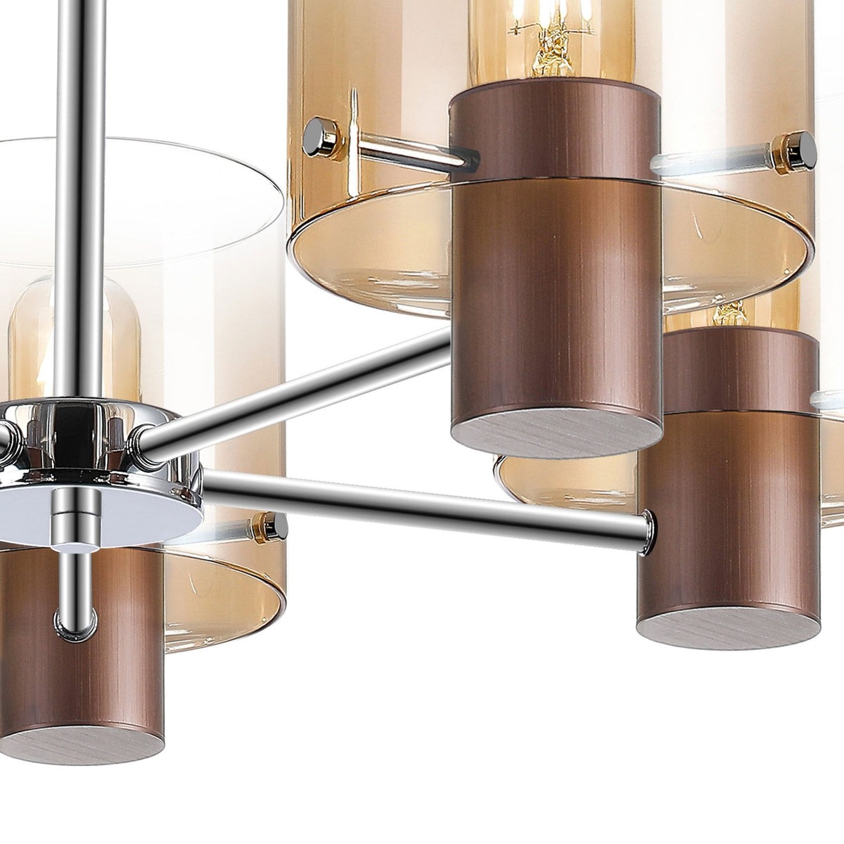 Belstone 5 Light Semi Flush Ceiling Light in Mocha with Amber Fade Glass