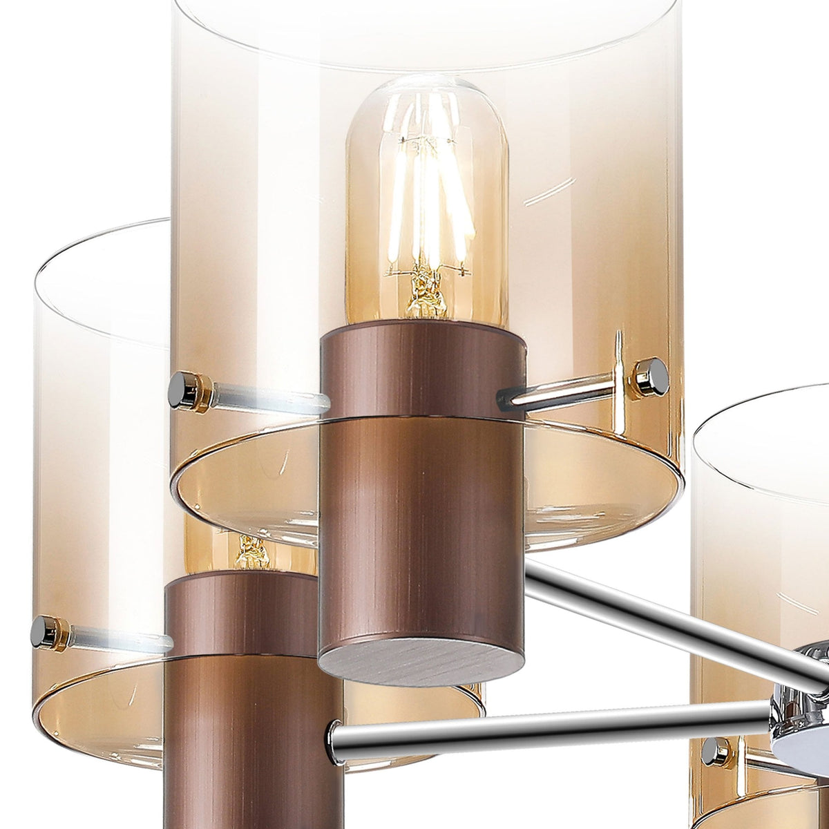 Belstone 5 Light Semi Flush Ceiling Light in Mocha with Amber Fade Glass