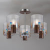 Belstone 5 Light Semi Flush Ceiling Light in Mocha with Iridescent Fade Glass