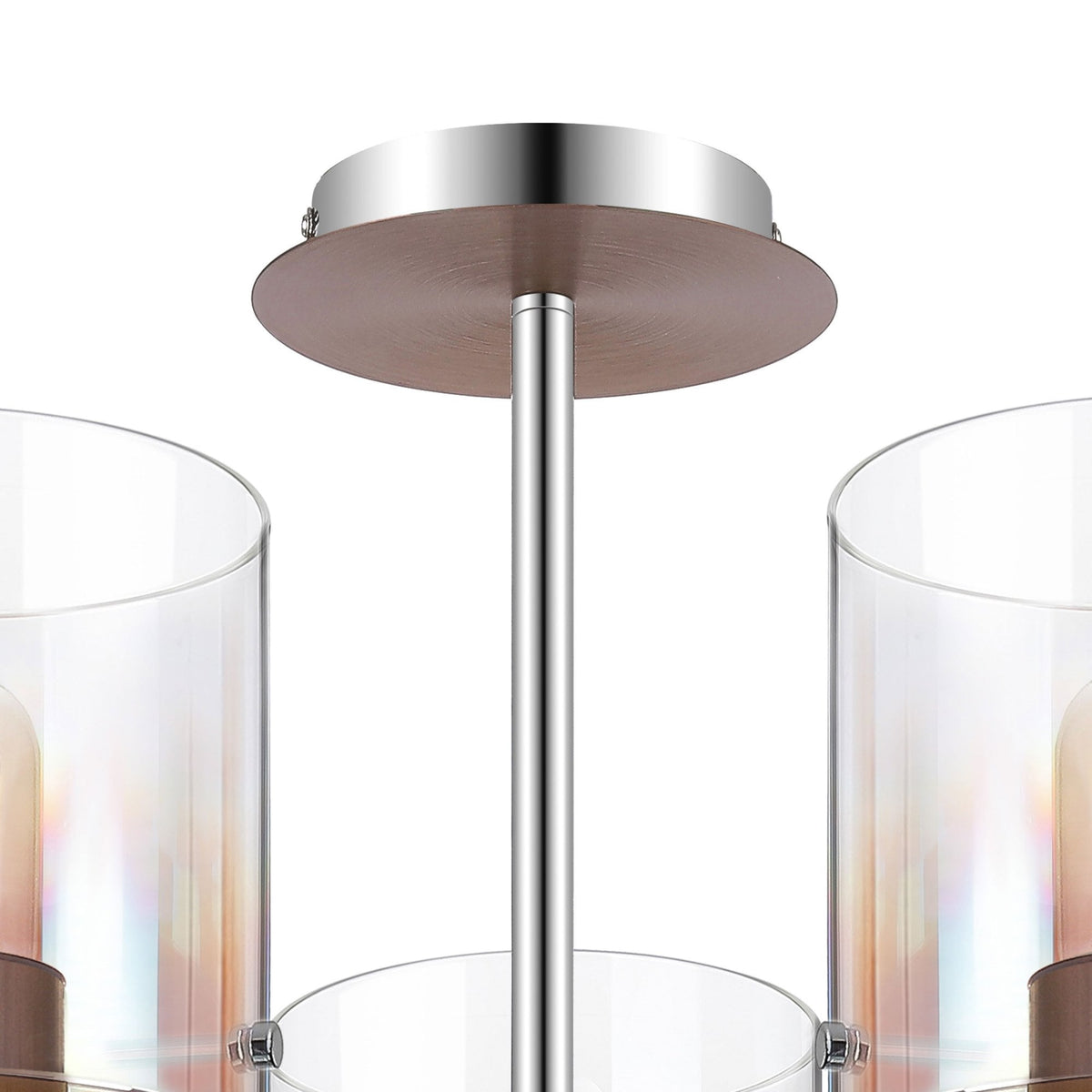 Belstone 5 Light Semi Flush Ceiling Light in Mocha with Iridescent Fade Glass