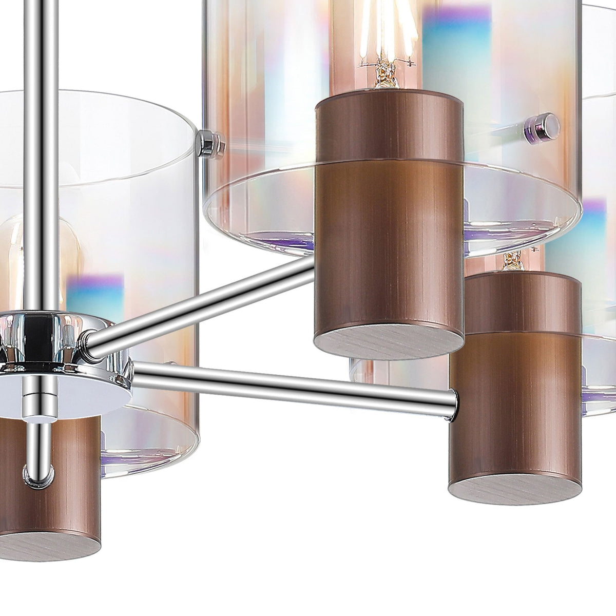 Belstone 5 Light Semi Flush Ceiling Light in Mocha with Iridescent Fade Glass
