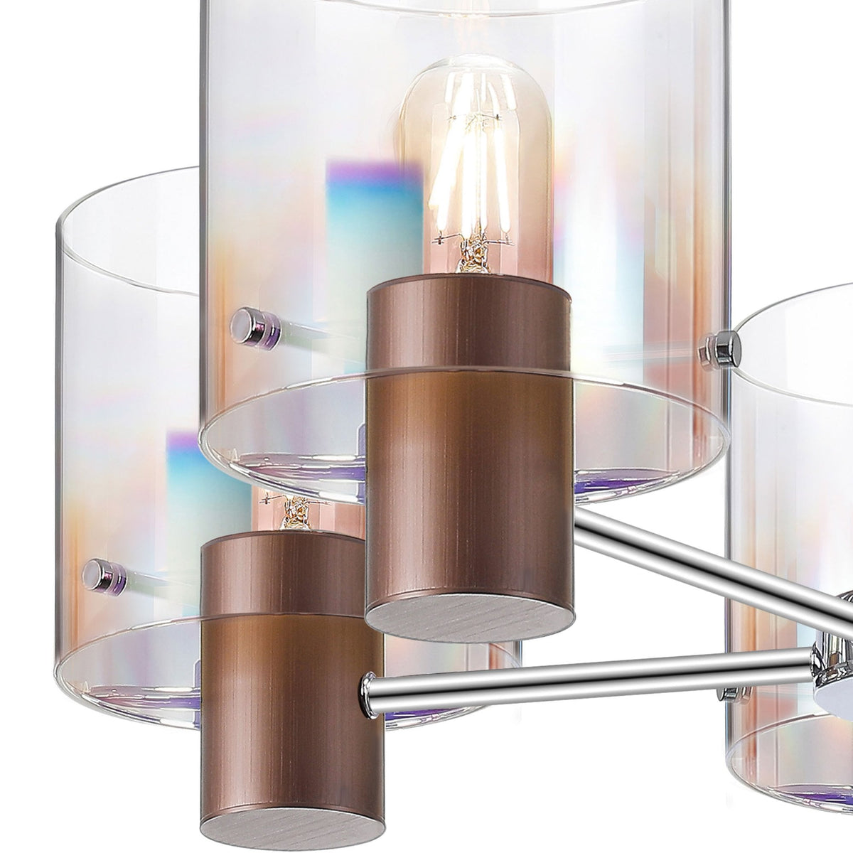 Belstone 5 Light Semi Flush Ceiling Light in Mocha with Iridescent Fade Glass