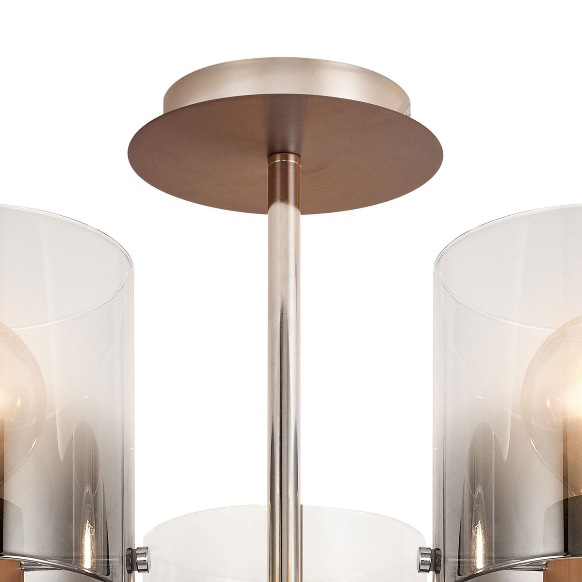 Belstone 5 Light Semi Flush Ceiling Light in Mocha with Smoke Fade Glass