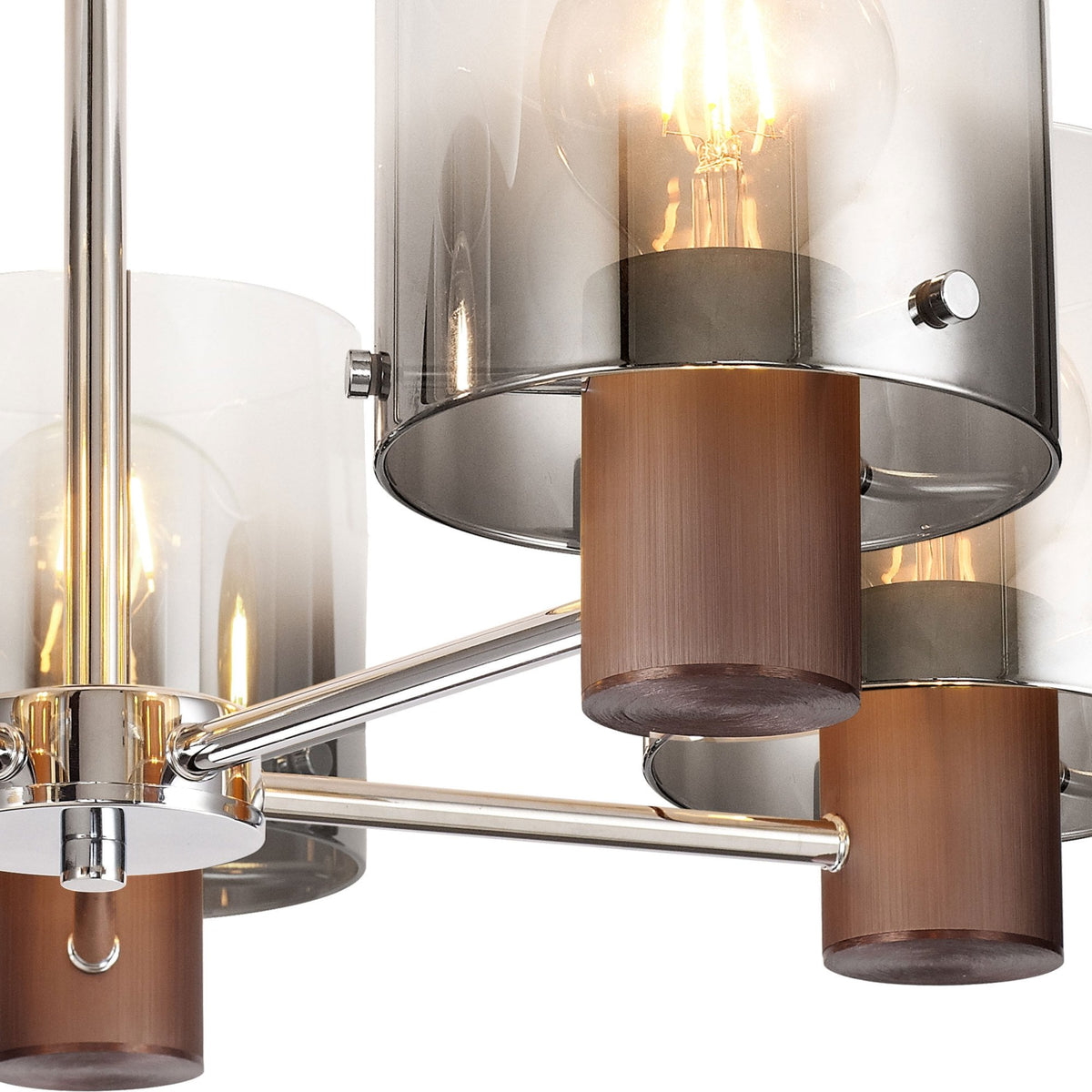 Belstone 5 Light Semi Flush Ceiling Light in Mocha with Smoke Fade Glass