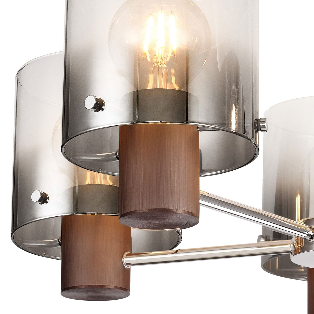 Belstone 5 Light Semi Flush Ceiling Light in Mocha with Smoke Fade Glass