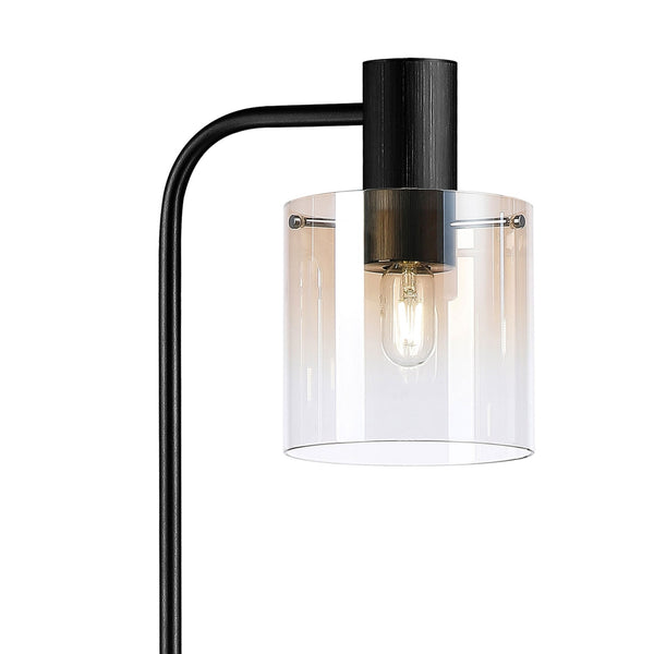 Belstone Floor Lamp in Black & Chrome with Amber Fade Glass