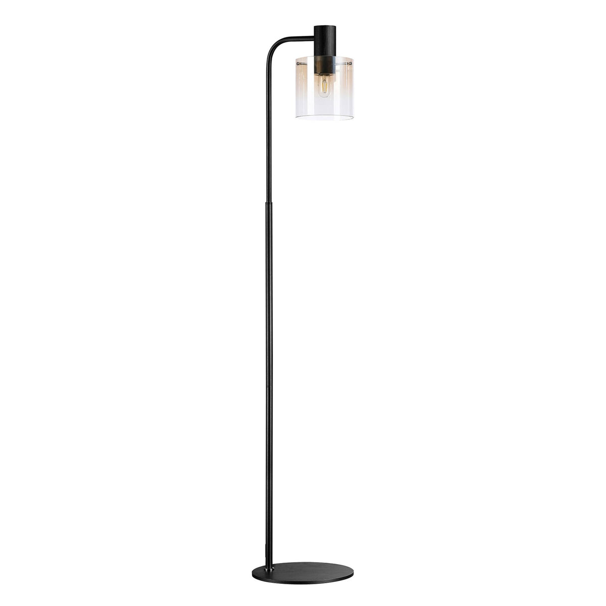 Belstone Floor Lamp in Black & Chrome with Amber Fade Glass