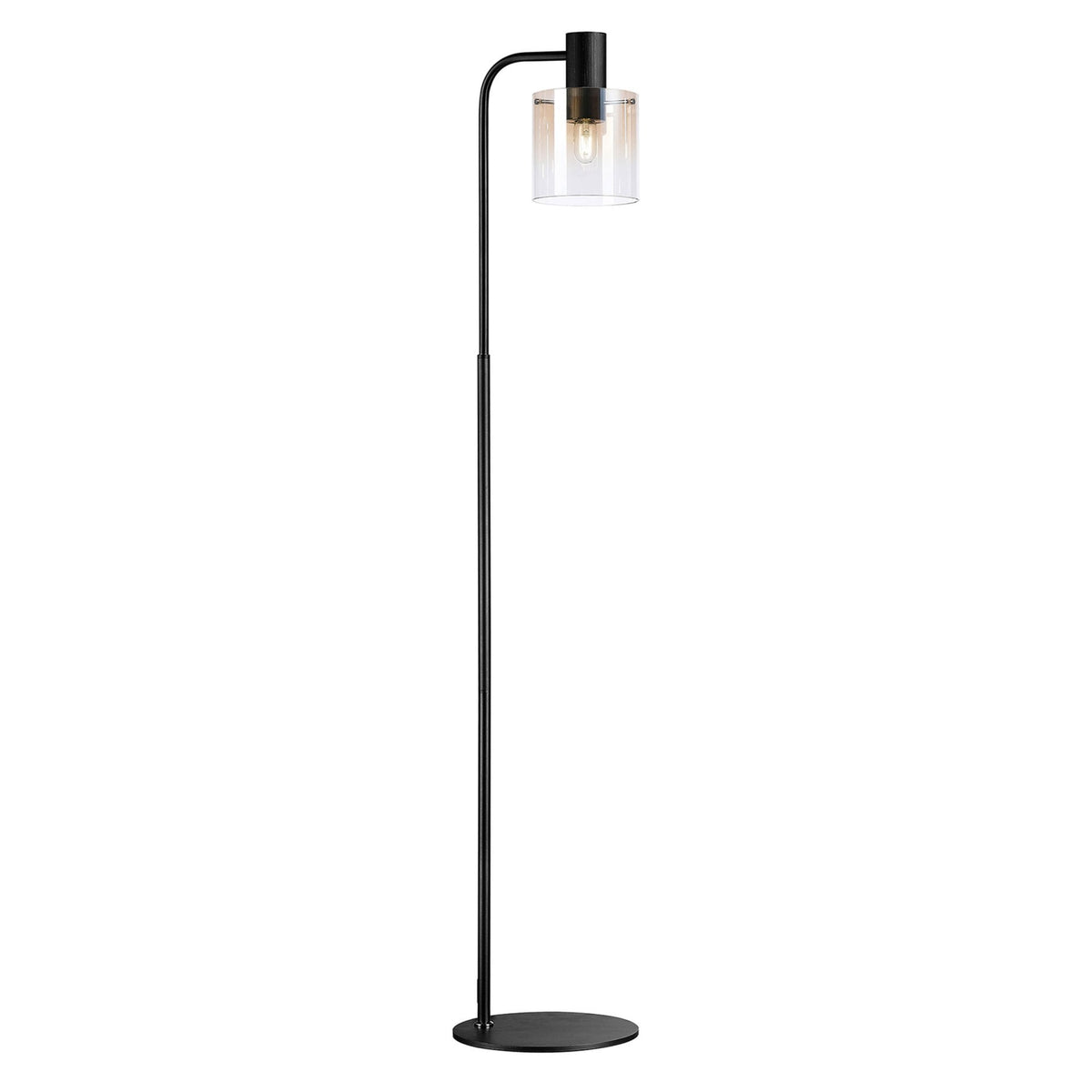 Belstone Floor Lamp in Black & Chrome with Amber Fade Glass